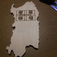 Tagliere in legno a forma di Sardegna i 4 Mori