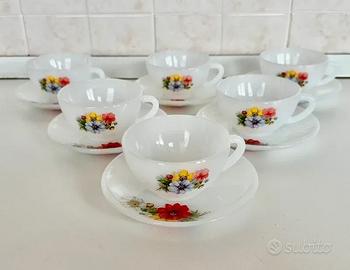 Set 6 Tazze Arcopal France "Anemone" - Vintage