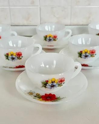 Set 6 Tazze Arcopal France "Anemone" - Vintage