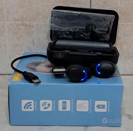 CUFFIE AURICOLARI BLUETOOTH CON CUSTODIA RCARICA