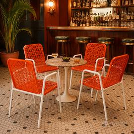 Set 4 Sedie Vintage Arancio Anni 70 Impilabili