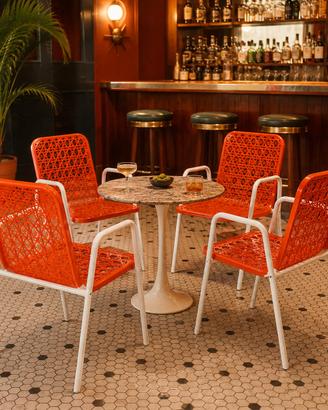 Set 4 Sedie Vintage Arancio Anni 70 Impilabili