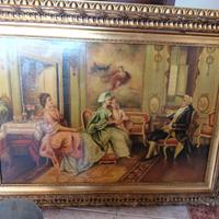 SPLENDIDO quadro di metà novecento VITA DI CORTE
