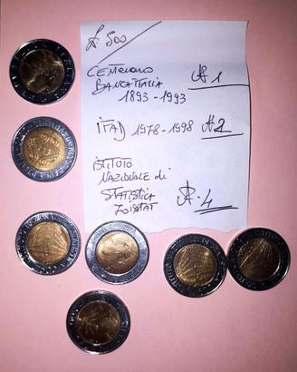 Monete da 500 lire  n. 7 speciali  + n. 14 comuni