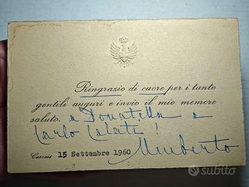 Autografo Umberto II di Savoia Re di Maggio 1960