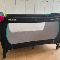 Lettino e box hauck con materasso e lenzuola