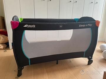 Lettino e box hauck con materasso e lenzuola