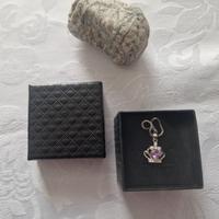 ✨ Collana Argento – Pendente Corona Viola con Stra