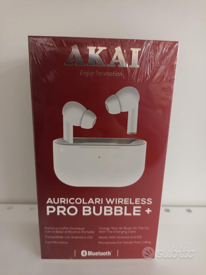 Auricolari bluetooth Akai Air Buds wireless Android iOS base di ricarica