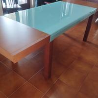 Tavolo design moderno vetro temperato e legno 