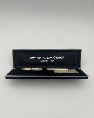 RARA~Vintage Penna BIC~Cristal silver Argento 925