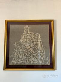Grande quadro  interamente ricamato a mano