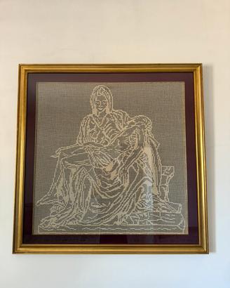 Grande quadro  interamente ricamato a mano