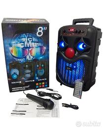 Cassa bluetooth portatile karaoke 300 watt pmpo 