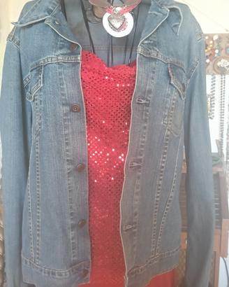 Giacca Vintage levi's con polsini pelliccia 