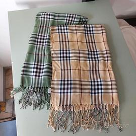 Lot 2 sciarpe unisex verde beige plaid scozzese