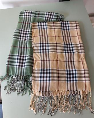 Lot 2 sciarpe unisex verde beige plaid scozzese