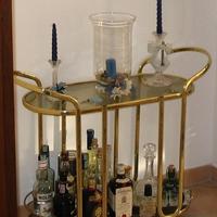 Carrello in ottone e vetro 