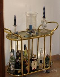 Carrello in ottone e vetro 