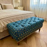 Panca Pouf Capitonné Vintage - Blu e Oro - Regency