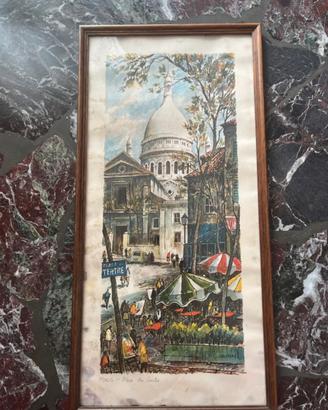 Quadro vintage "Place du Tertre - Parigi"