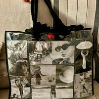 Borsa grande trasparente con la stampa anni 50 -60