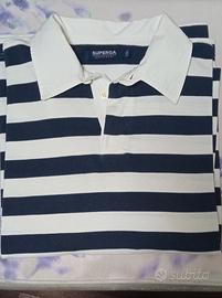 Polo uomo blu e bianco Superga, cotone 100%