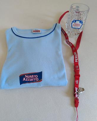 Set 3 pezzi birra Peroni Nastro Azzurro