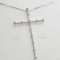 COD.914A.25 COLLANA + CROCE ORO BIANCO E BRILLANTI