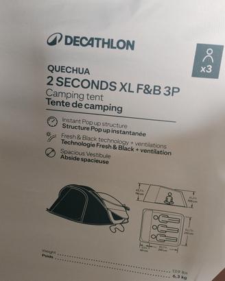 tenda da campeggio Decathlon 2 secondi f & b 3 pos