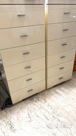 2 Cassettiere settimini 6 cassetti  bianco lucido