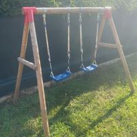 Altalena doppia, robusta in legno di pino