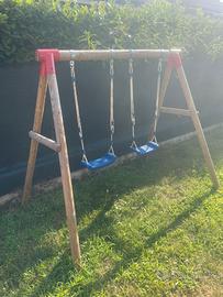 Altalena doppia, robusta in legno di pino