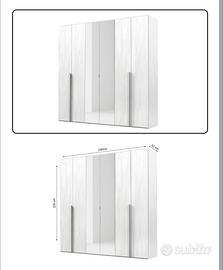 Armadio 6 ante battenti con specchio centrale