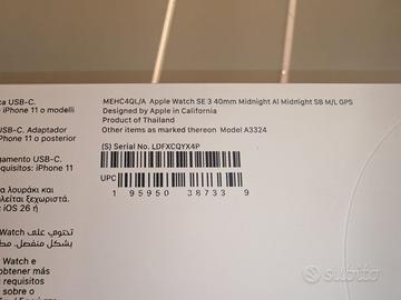 Apple Watch se 3 40mm midnight al midnight -Nuovo