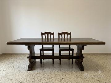 Tavolo in legno massello 220x80 + 4 sedie abbinate
