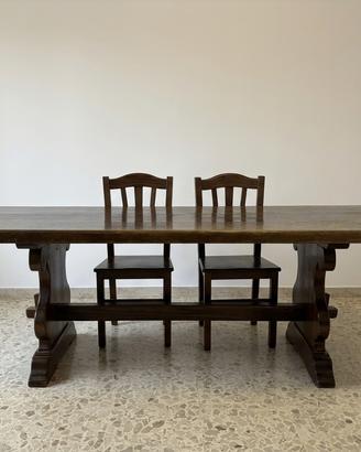 Tavolo in legno massello 220x80 + 4 sedie abbinate