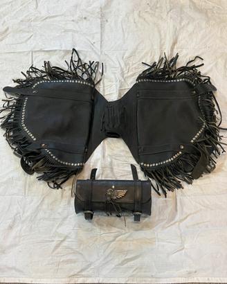 Borse laterali Harley Davidson moto custum vintage