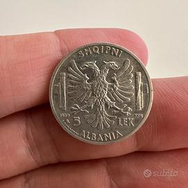Moneta in Argento, 5 Lek 1939 Albania Regno Italia