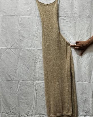 Abito Lungo Lurex Dorato Made in Italy