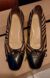 Scarpe décolleté in cavallino e pelle