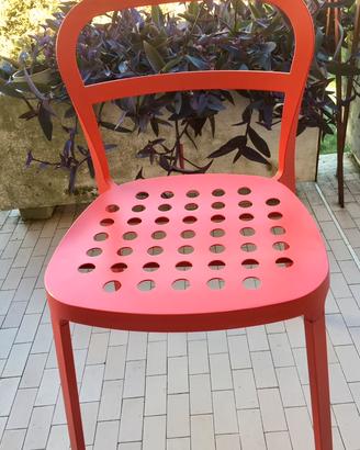 Ikea sedia metallo rosso Reidar