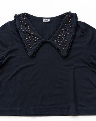 Pimkie T-shirt nera S over colletto gioiello