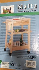 Carrello in legno con tagliere da giardino nuovo