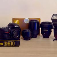 Kit fotografico Nikon D810 + ottiche e accessori