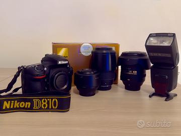 Kit fotografico Nikon D810 + ottiche e accessori