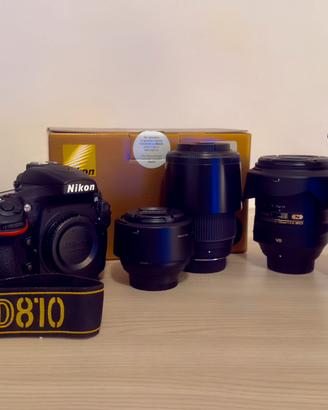 Kit fotografico Nikon D810 + ottiche e accessori