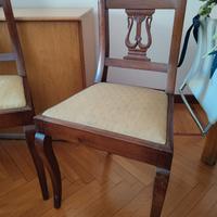 Sedie imbottite legno, decoro lira - coppia