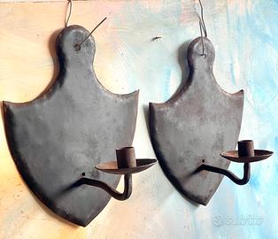 Coppia in ferro portacandele da muro