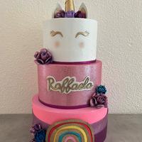 Torta scenografia unicorno arcobaleno